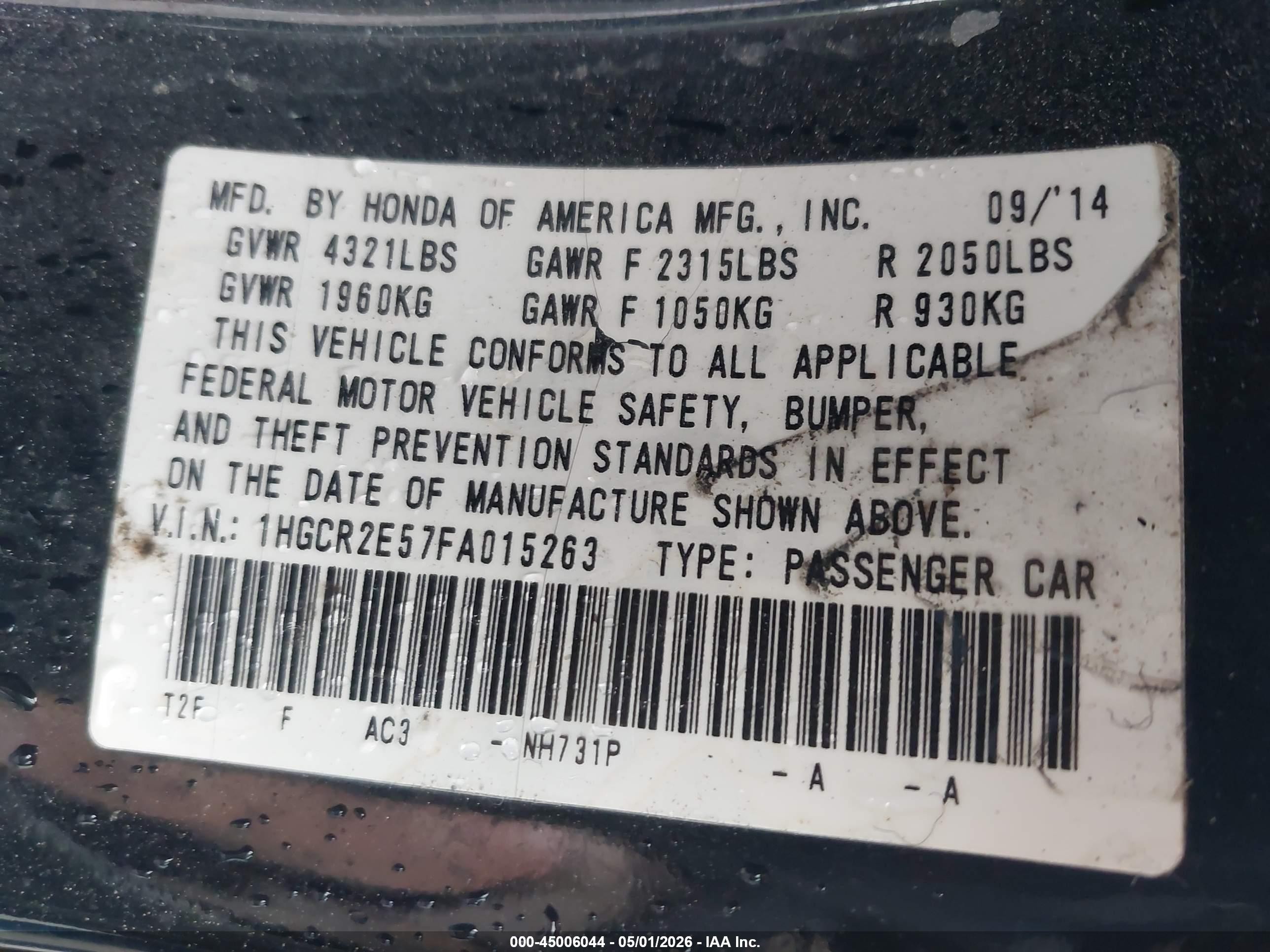 2015 Honda Accord Sport Black vin: 1HGCR2E57FA015263