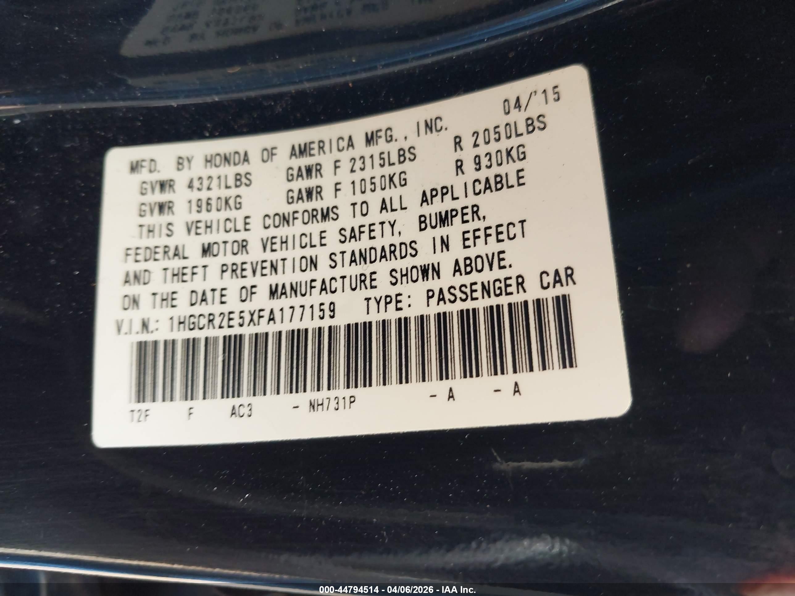 2015 Honda Accord Sport Black vin: 1HGCR2E5XFA177159