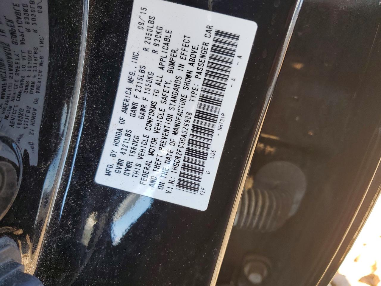 2016 Honda Accord Ex Черный vin: 1HGCR2F03GA029908