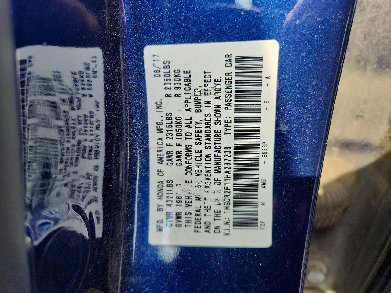 2017 Honda Accord Sport Special Edition Blue vin: 1HGCR2F11HA287239