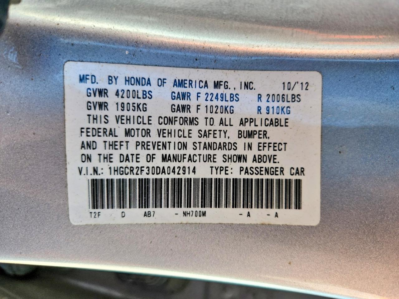 2013 Honda Accord Lx Silver vin: 1HGCR2F30DA042914