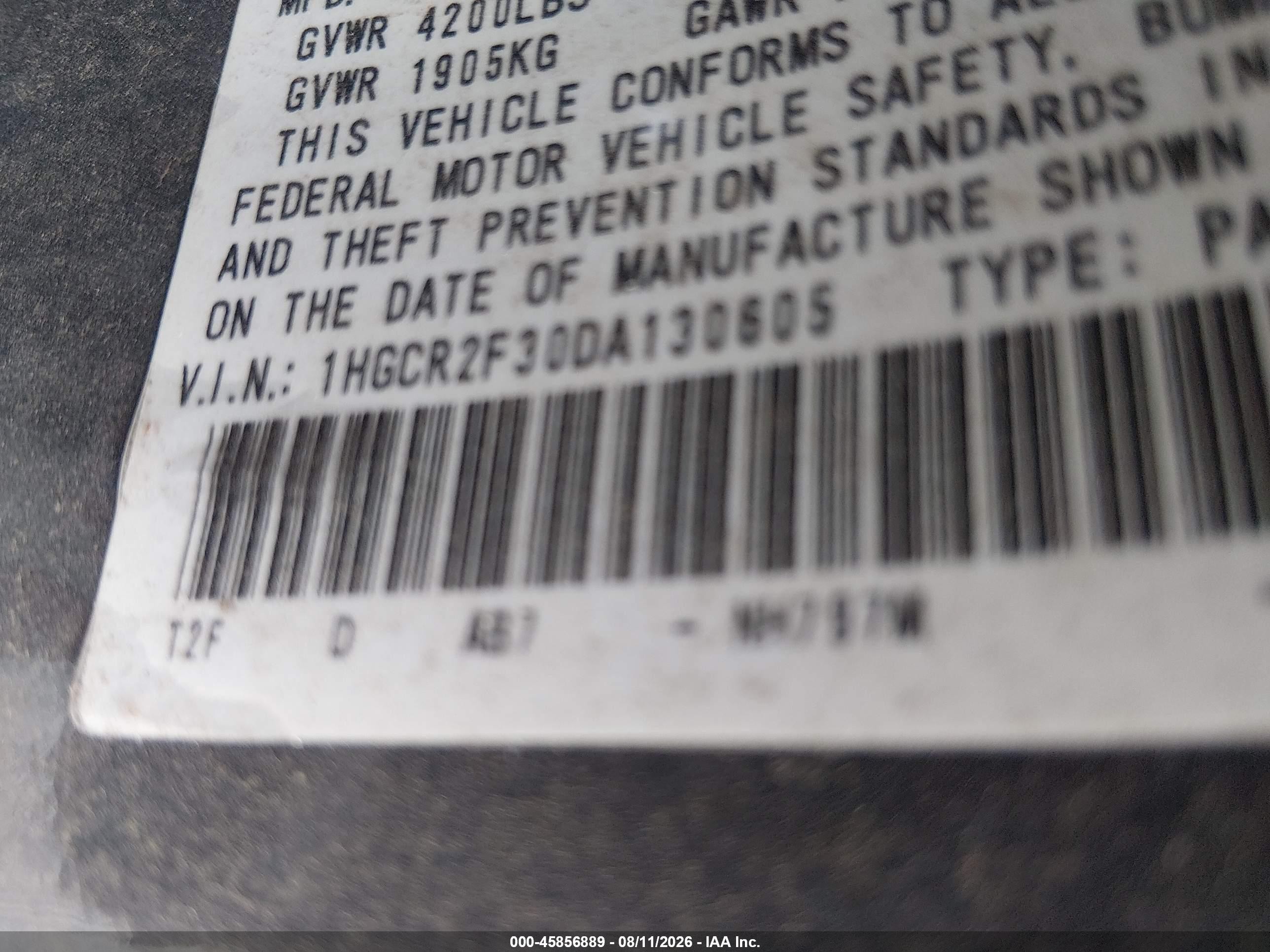 2013 Honda Accord Lx Gray vin: 1HGCR2F30DA130605