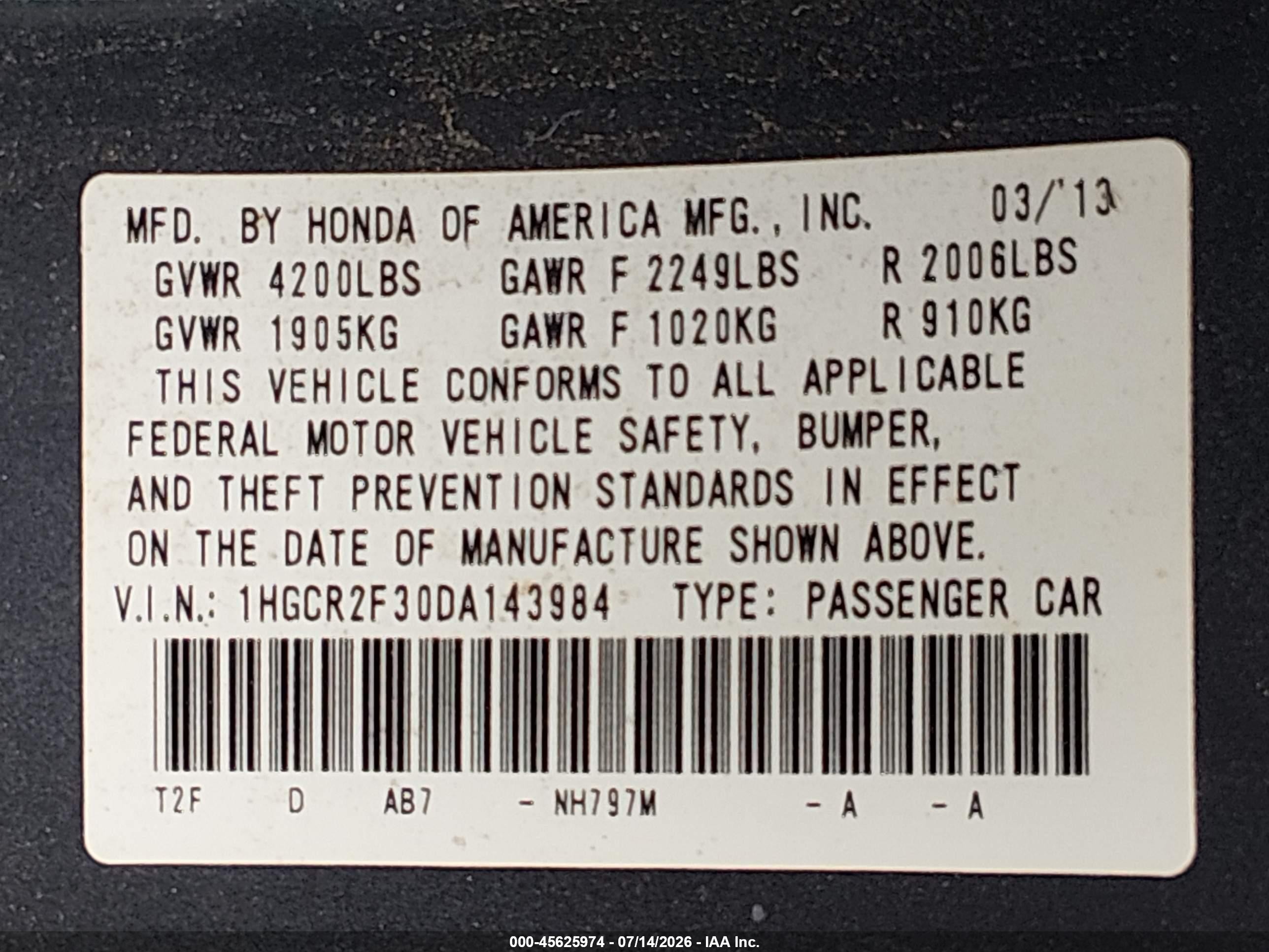 2013 Honda Accord Lx Gray vin: 1HGCR2F30DA143984