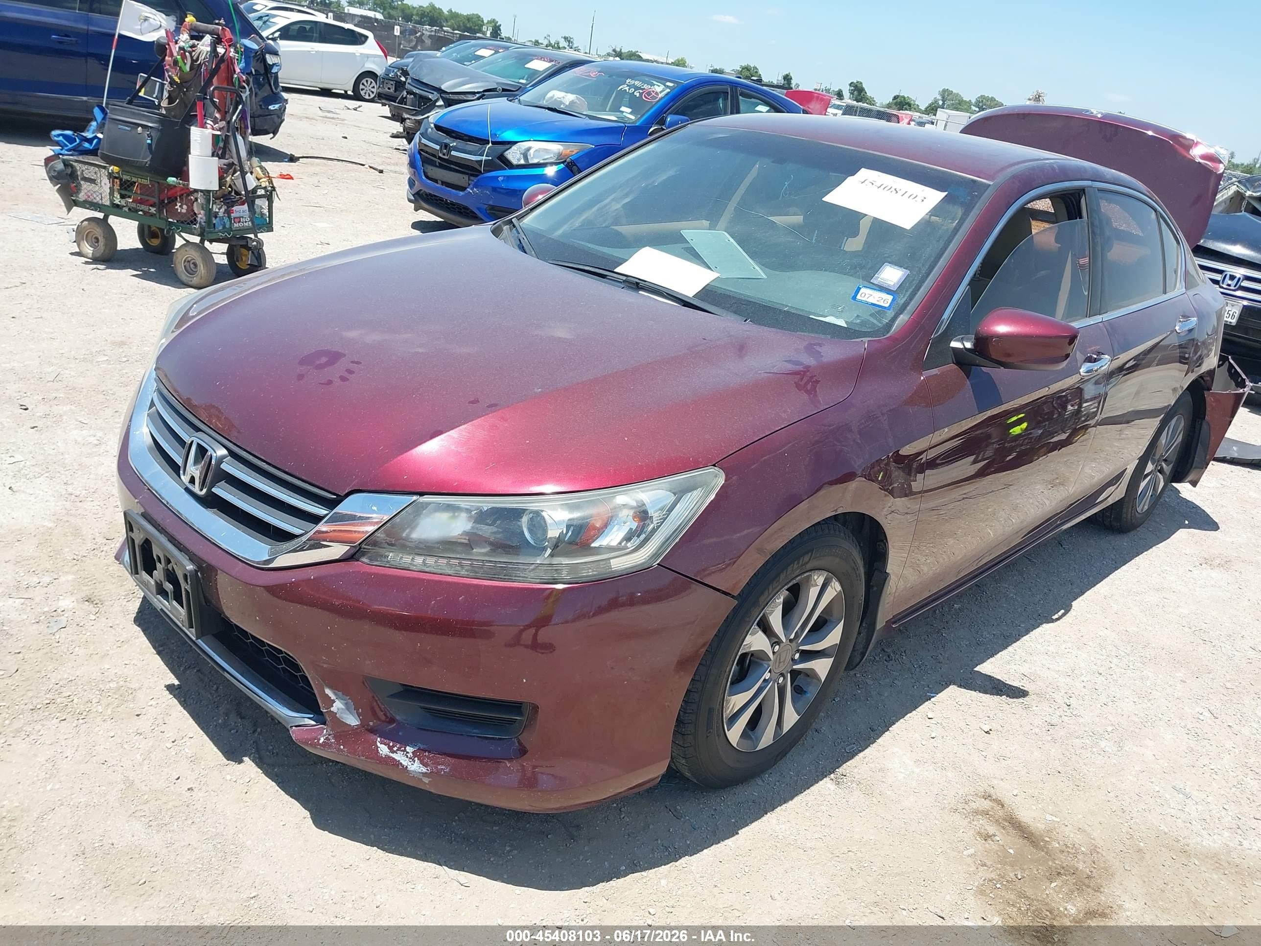 2013 Honda Accord Lx Maroon vin: 1HGCR2F30DA198337