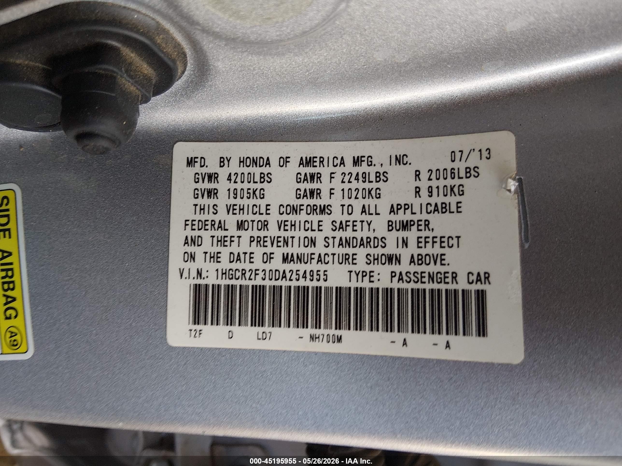 2013 Honda Accord Lx Silver vin: 1HGCR2F30DA254955