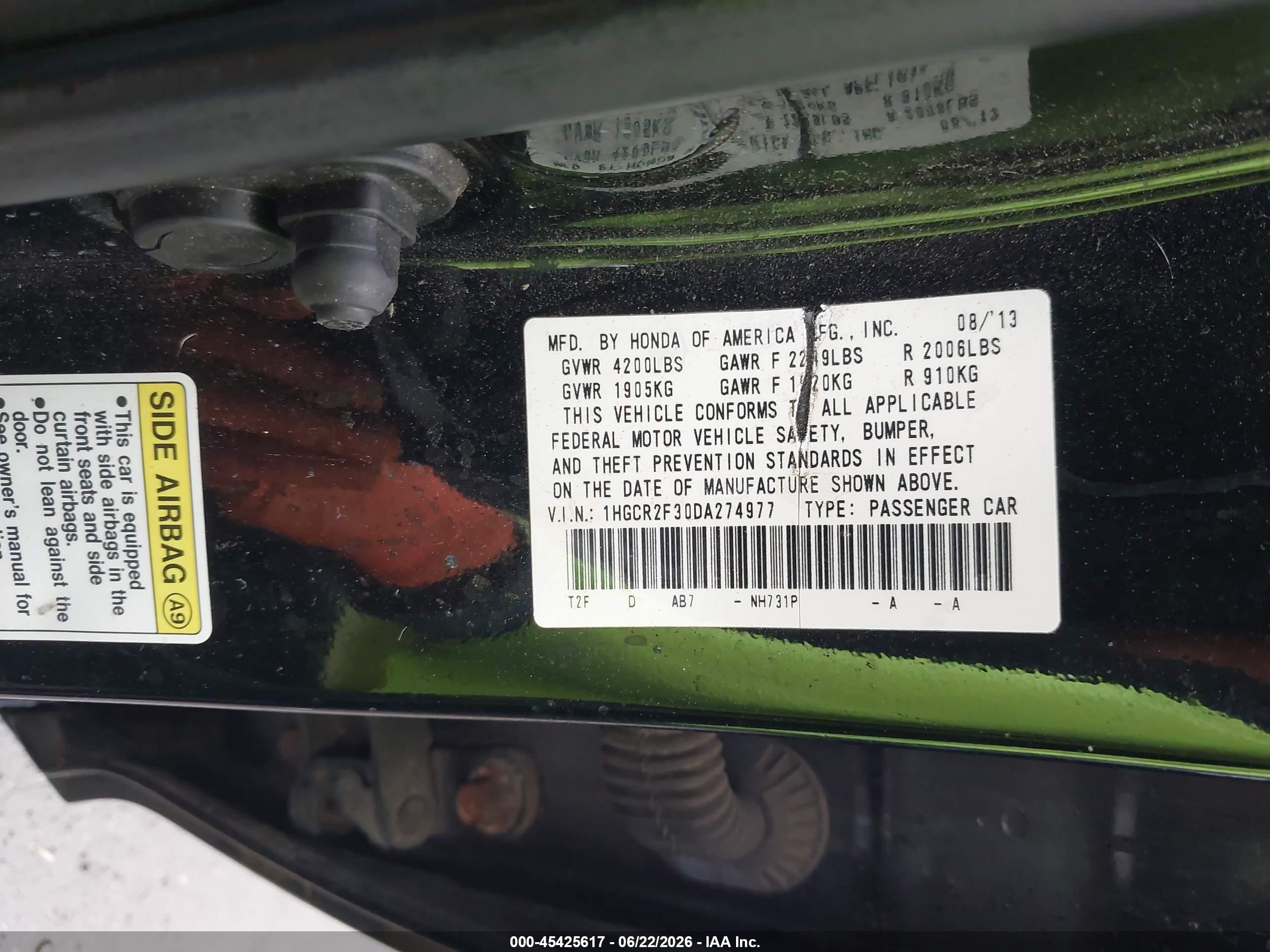 2013 Honda Accord Lx Black vin: 1HGCR2F30DA274977