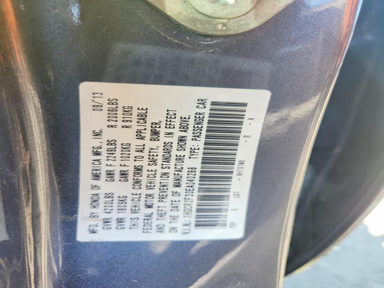 2014 Honda Accord Lx Gray vin: 1HGCR2F30EA040288