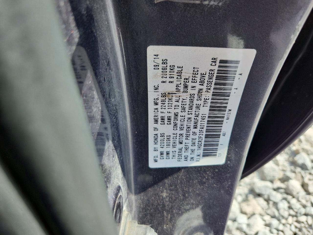 2015 Honda Accord Lx Серый vin: 1HGCR2F30FA017451
