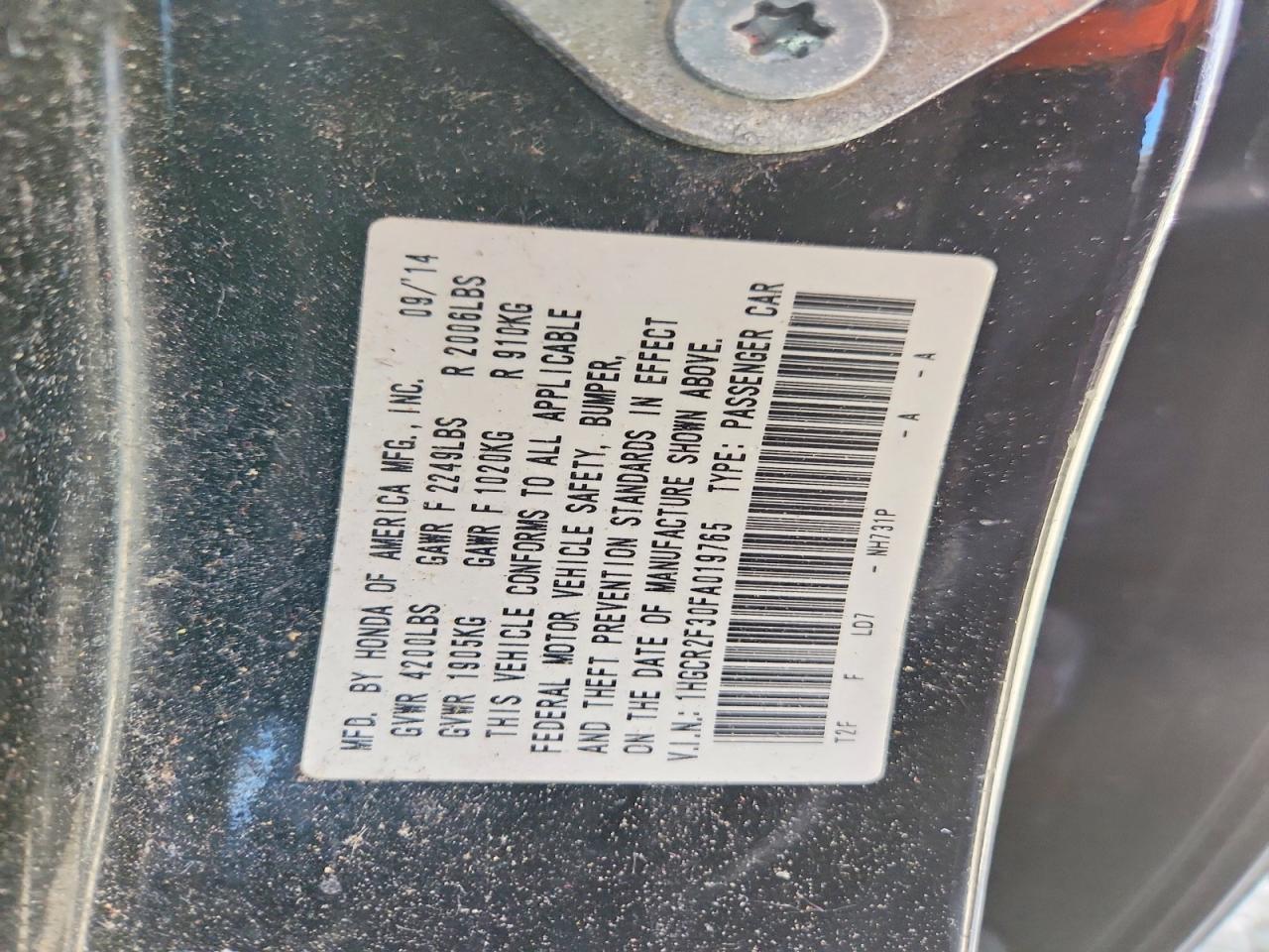 2015 Honda Accord Lx Черный vin: 1HGCR2F30FA019765