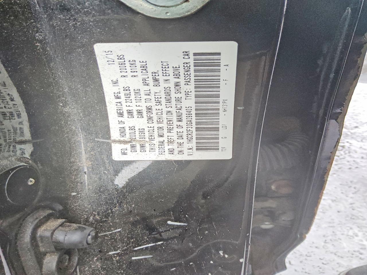 2016 Honda Accord Lx Черный vin: 1HGCR2F30GA098405