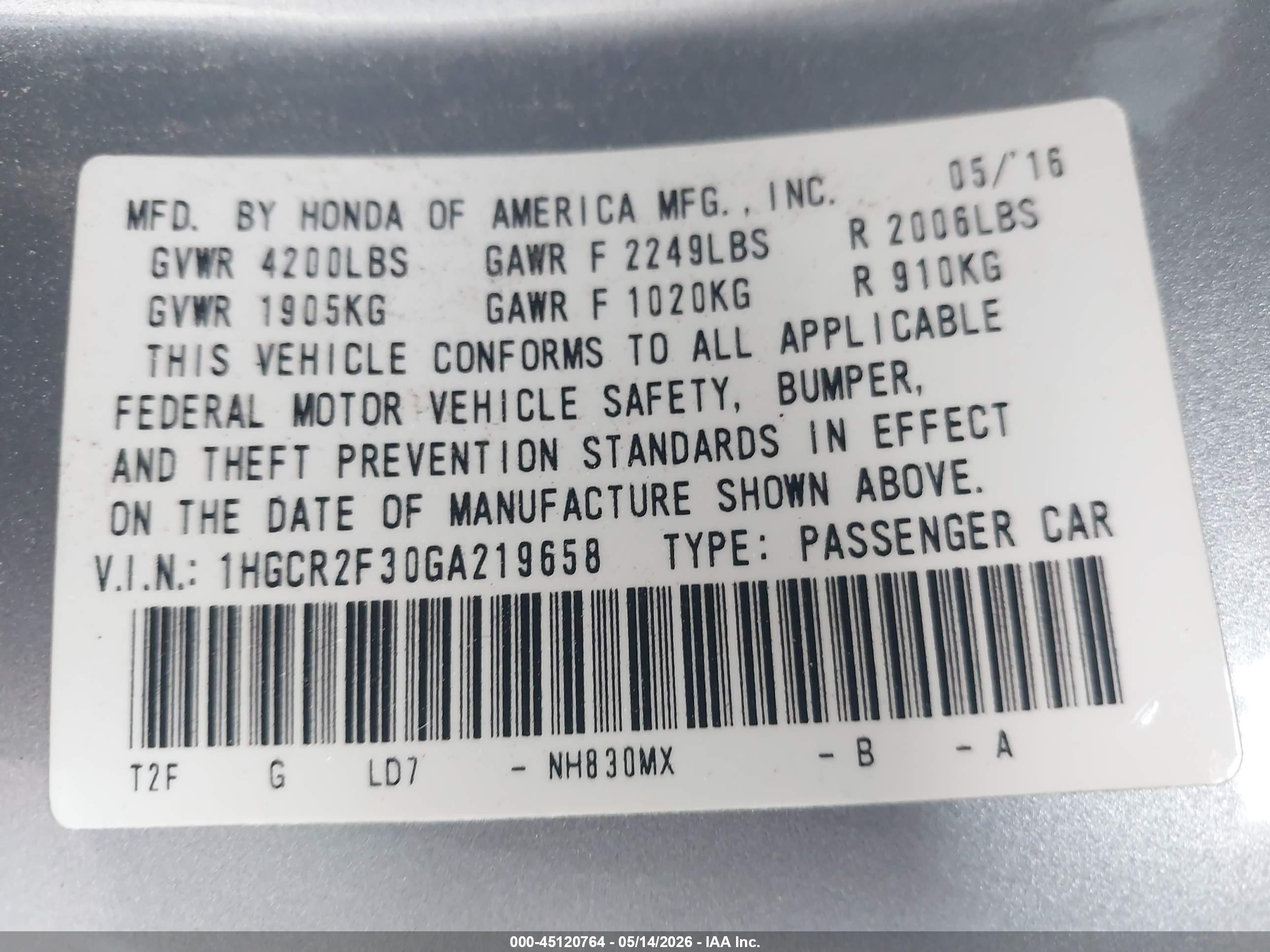 2016 Honda Accord Lx Silver vin: 1HGCR2F30GA219658