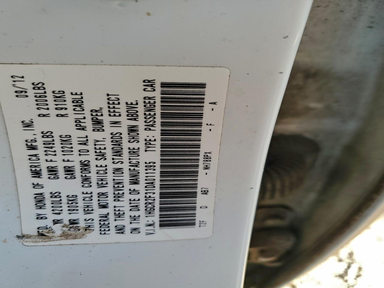 2013 Honda Accord Lx White vin: 1HGCR2F31DA011395