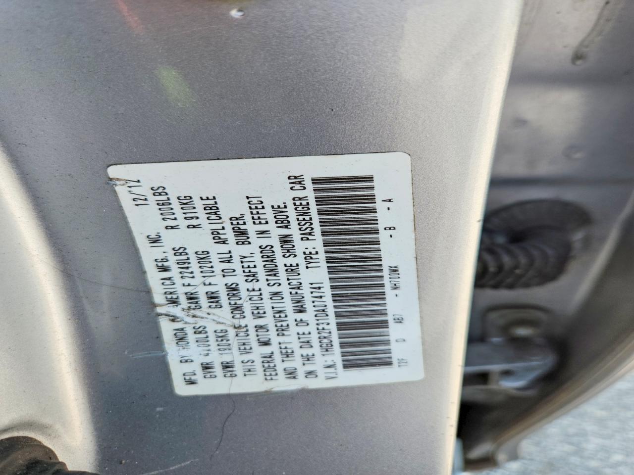 2013 Honda Accord Lx Silver vin: 1HGCR2F31DA074741