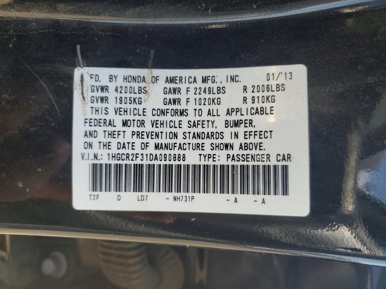 2013 Honda Accord Lx Black vin: 1HGCR2F31DA090888