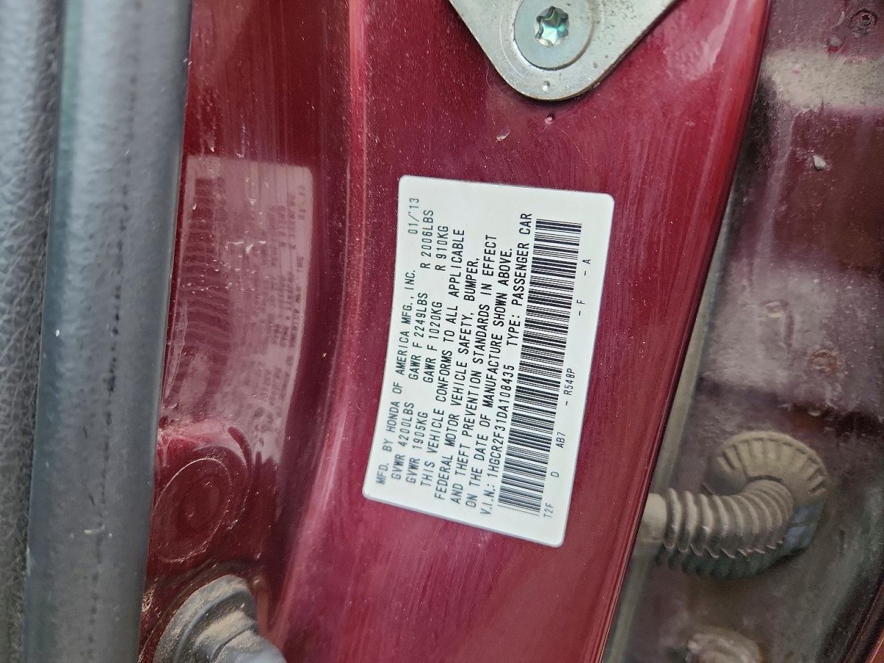 2013 Honda Accord Lx Maroon vin: 1HGCR2F31DA108435