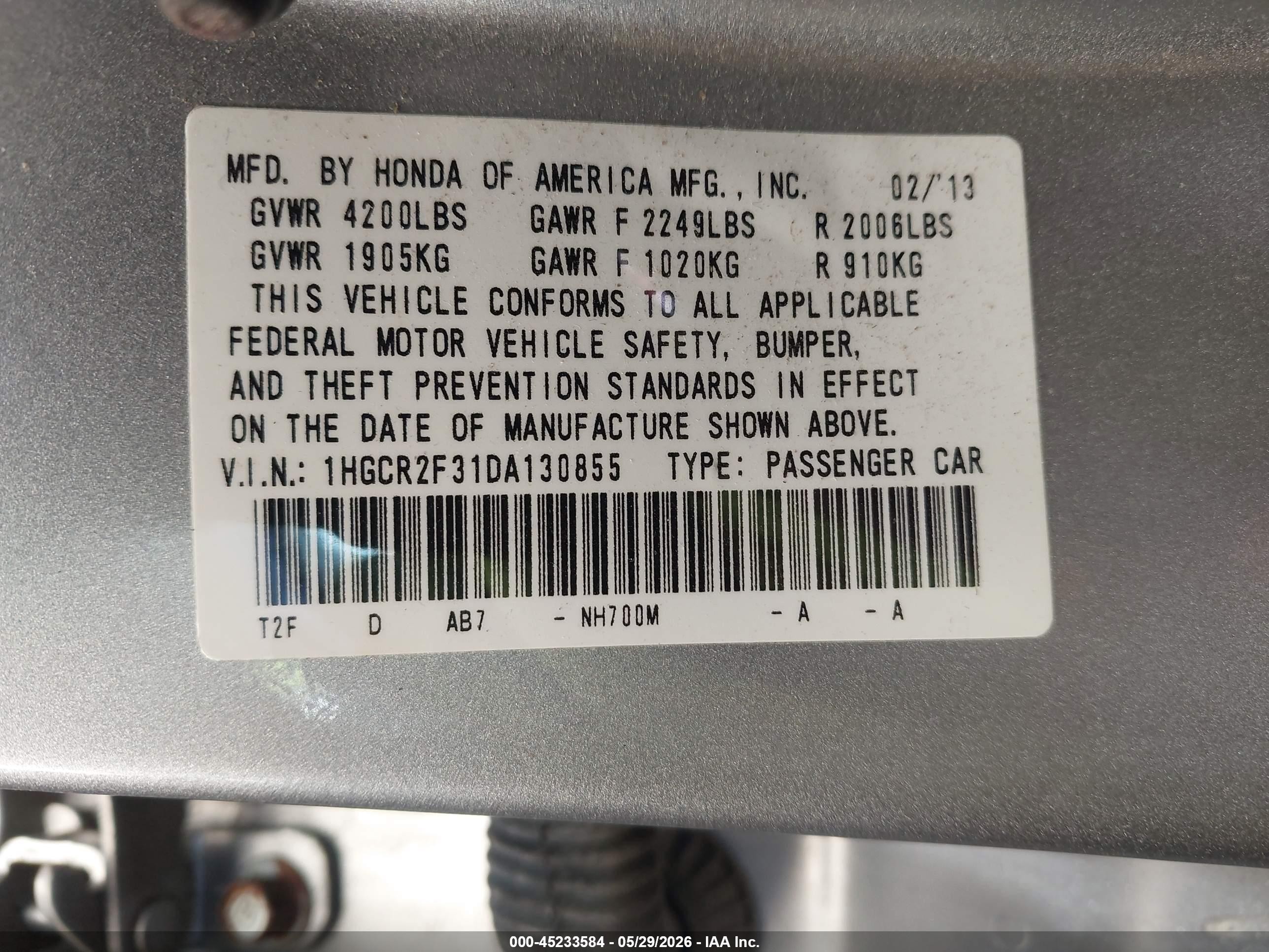 2013 Honda Accord Lx Silver vin: 1HGCR2F31DA130855