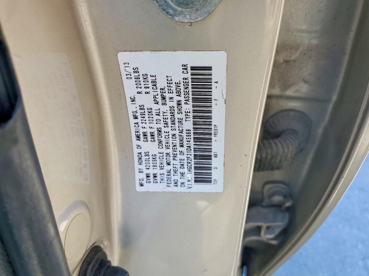 2013 Honda Accord Lx Tan vin: 1HGCR2F31DA145968