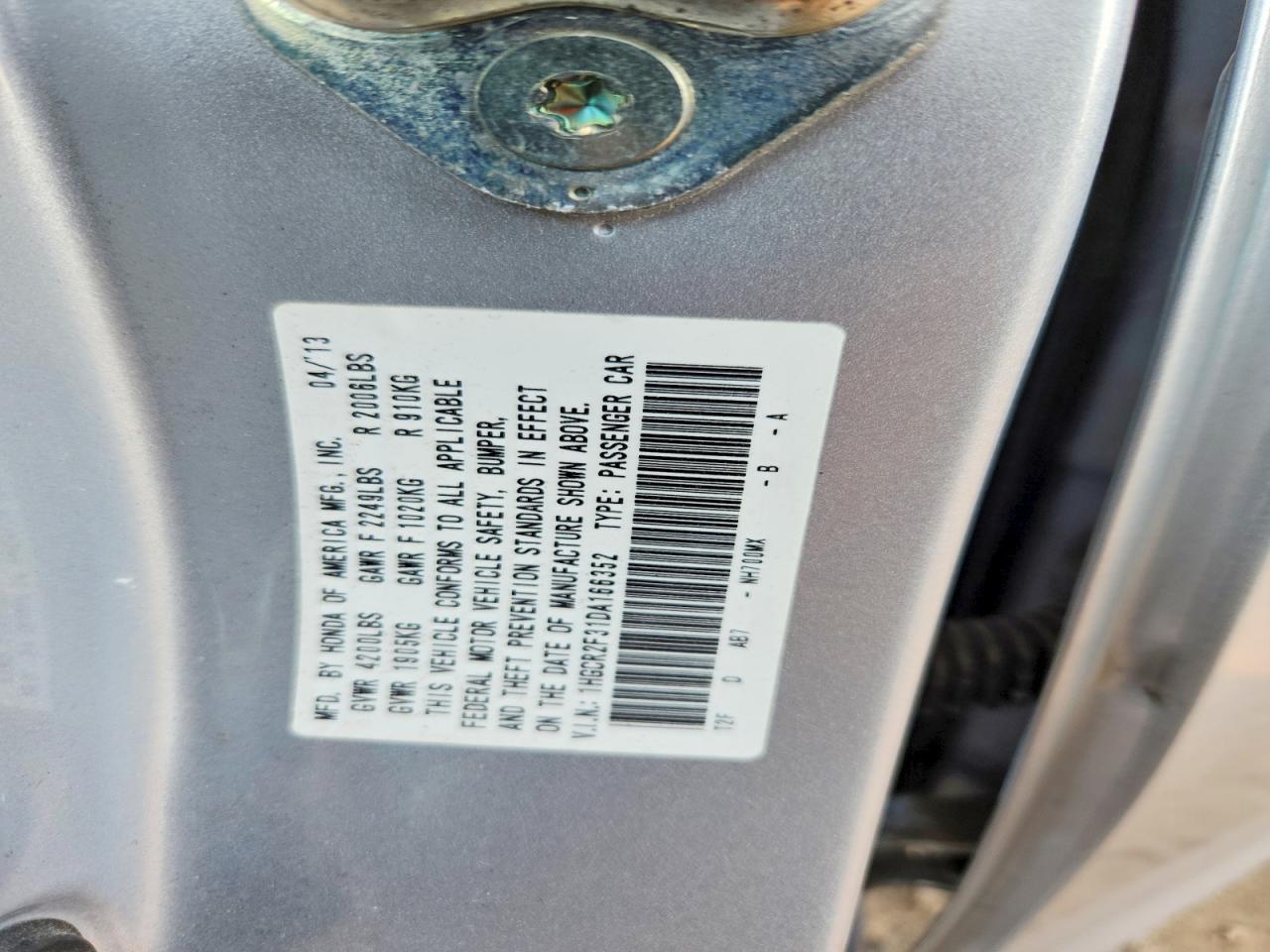 2013 Honda Accord Lx Silver vin: 1HGCR2F31DA166352