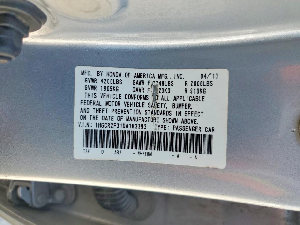 2013 Honda Accord Lx Silver vin: 1HGCR2F31DA183393