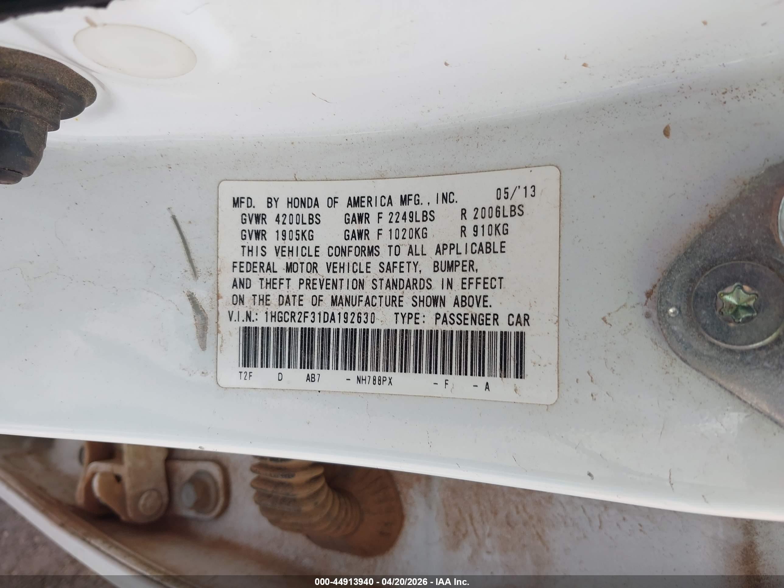 2013 Honda Accord Lx White vin: 1HGCR2F31DA192630