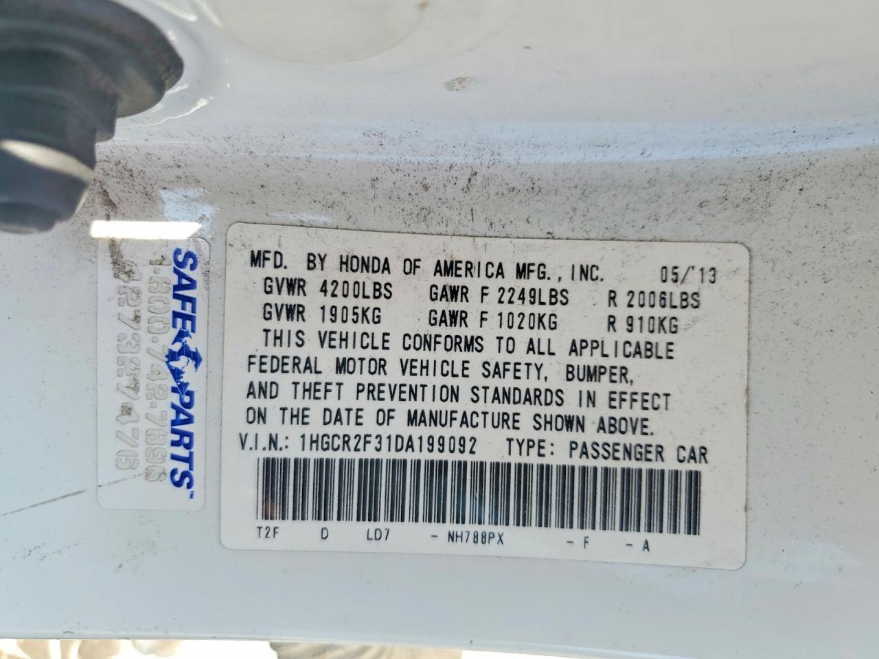 2013 Honda Accord Lx White vin: 1HGCR2F31DA199092