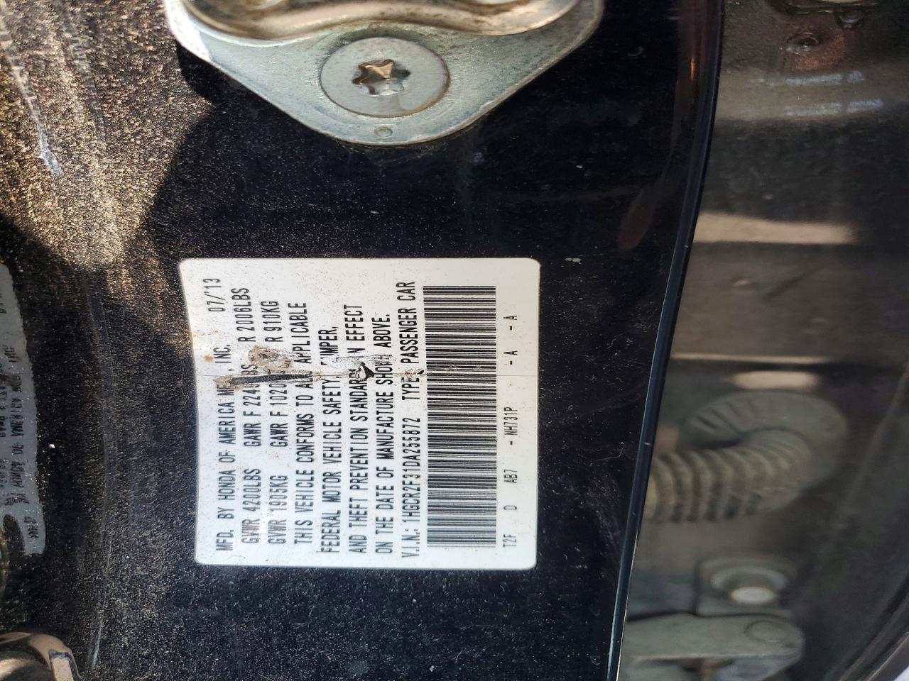 2013 Honda Accord Lx Черный vin: 1HGCR2F31DA255872