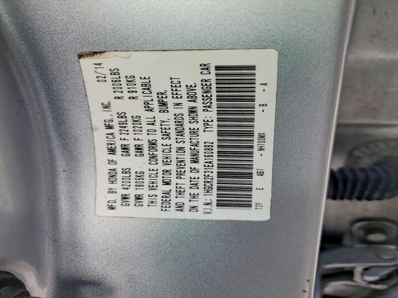 2014 Honda Accord Lx Silver vin: 1HGCR2F31EA160892