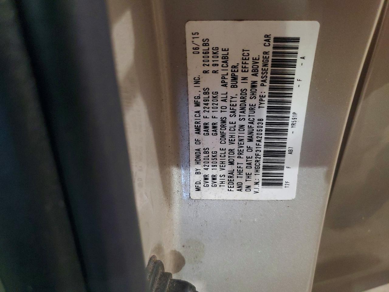 2015 Honda Accord Lx Silver vin: 1HGCR2F31FA205038