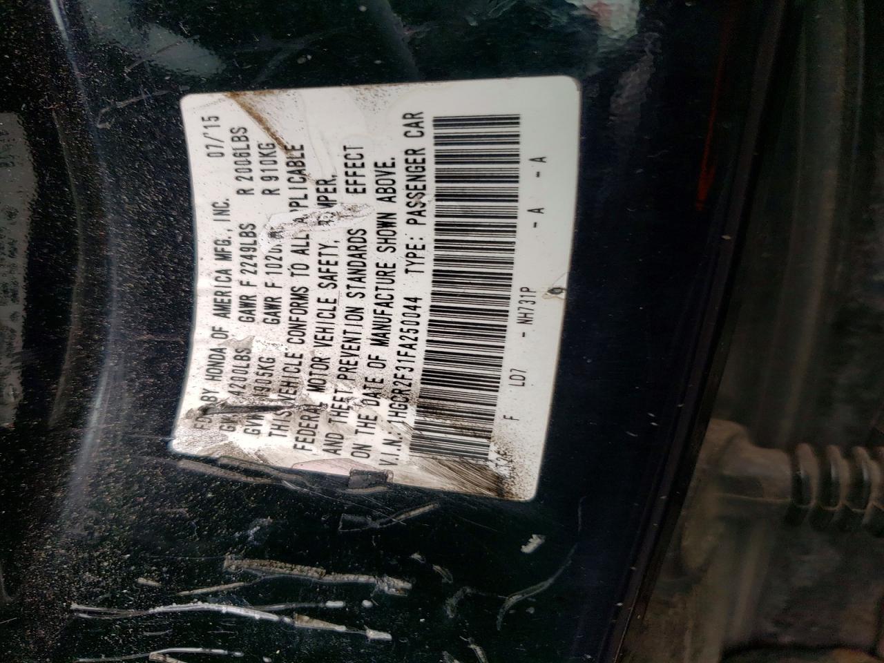2015 Honda Accord Lx Black vin: 1HGCR2F31FA250044