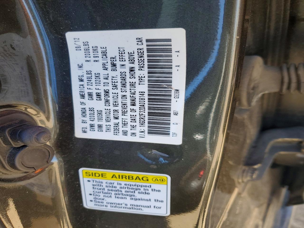 2013 Honda Accord Lx Charcoal vin: 1HGCR2F32DA008148
