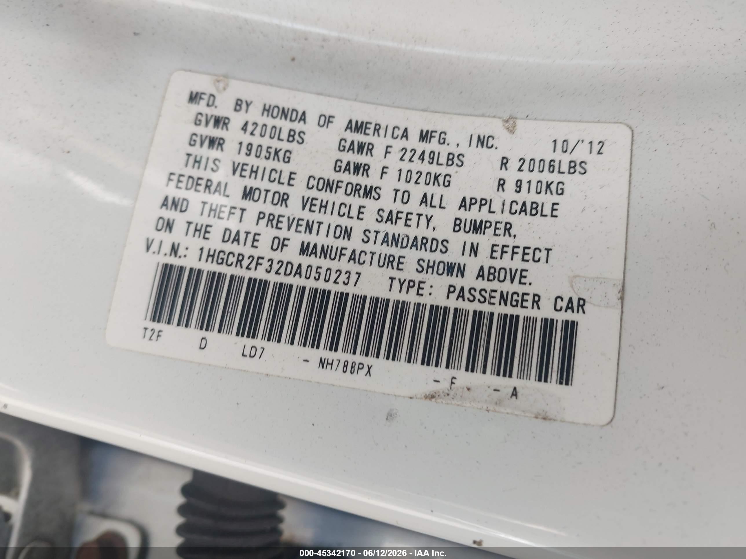 2013 Honda Accord Lx White vin: 1HGCR2F32DA050237