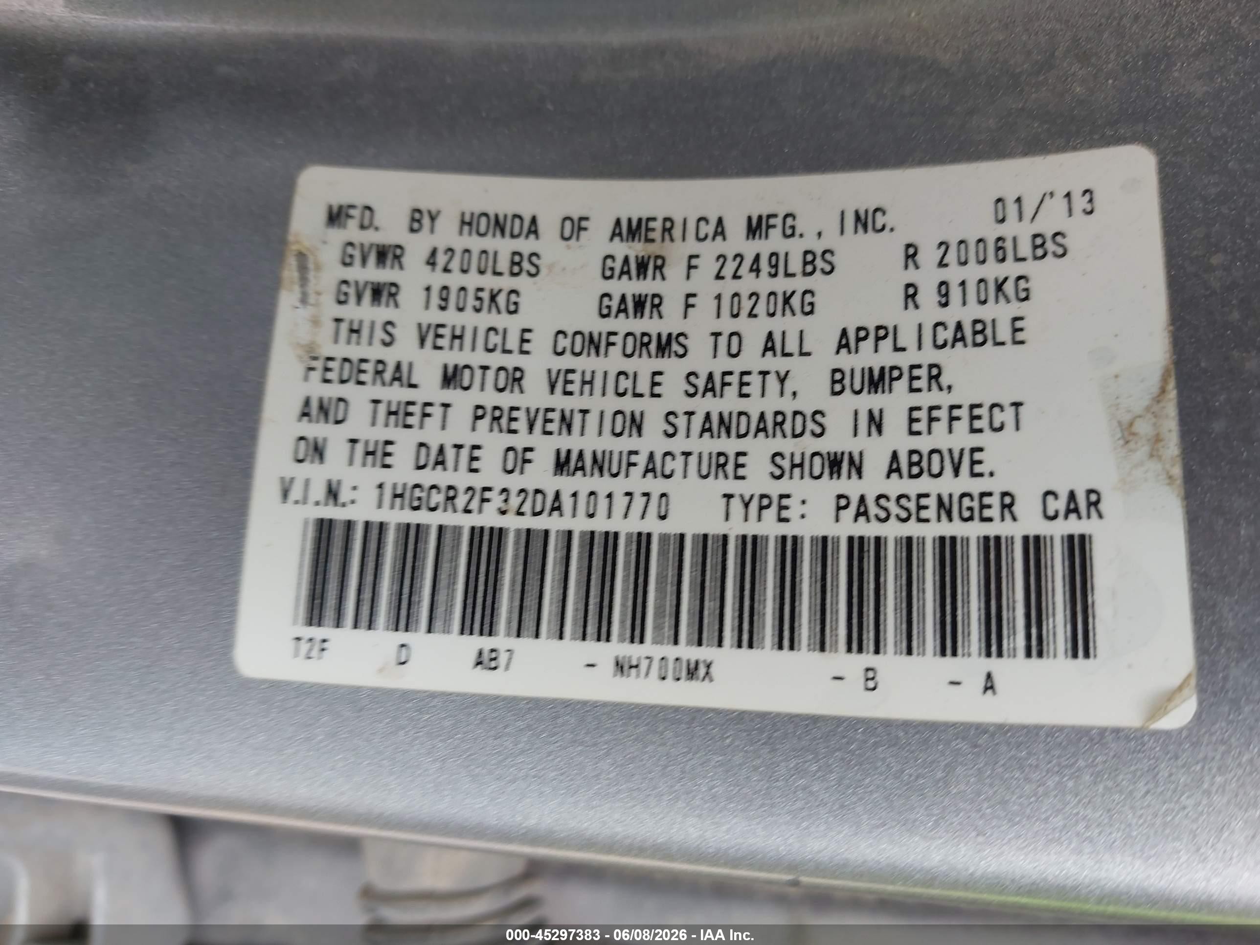2013 Honda Accord Lx Silver vin: 1HGCR2F32DA101770