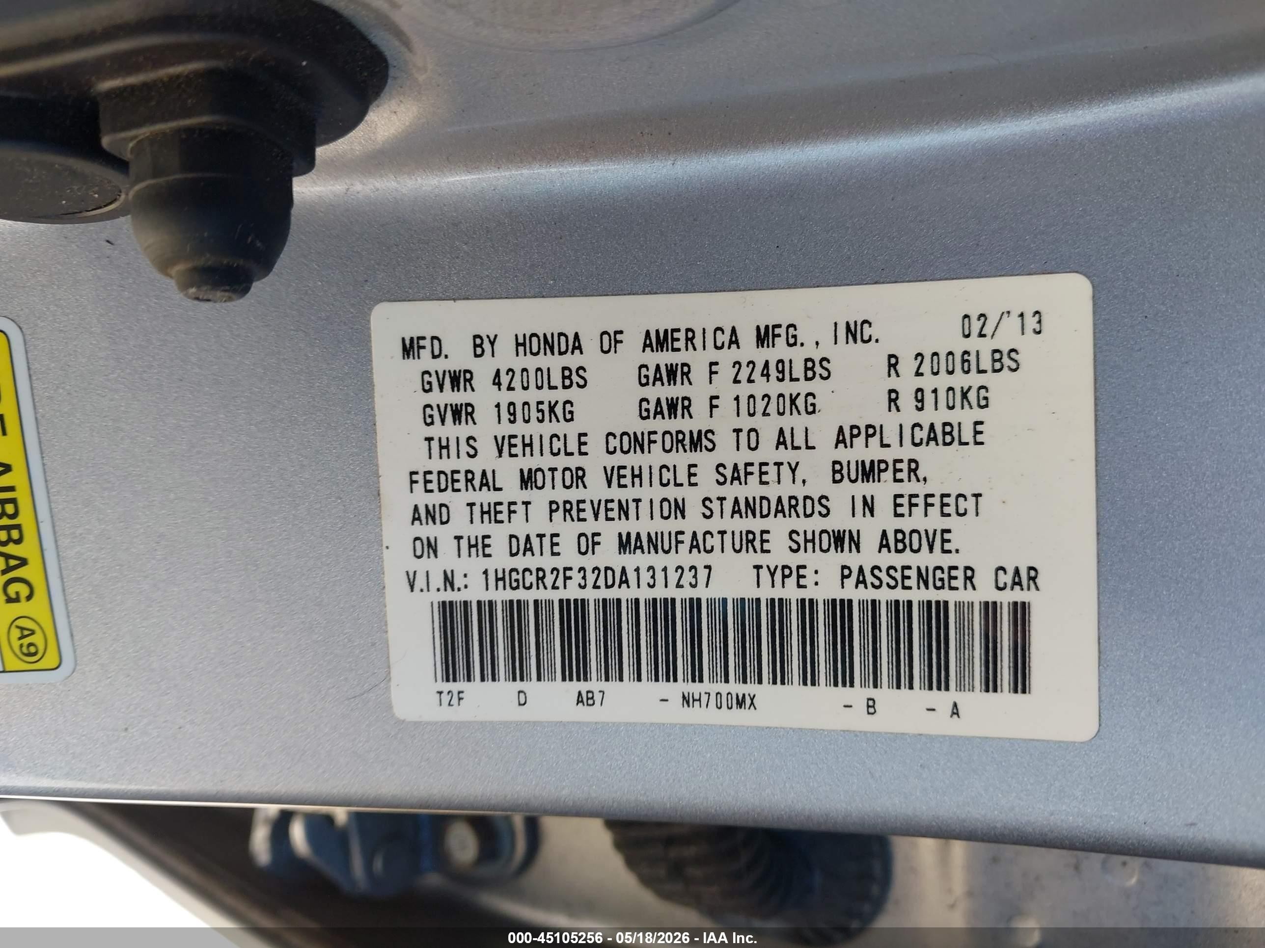2013 Honda Accord Lx Silver vin: 1HGCR2F32DA131237