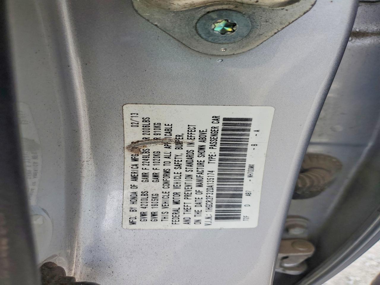 2013 Honda Accord Lx Silver vin: 1HGCR2F32DA135174