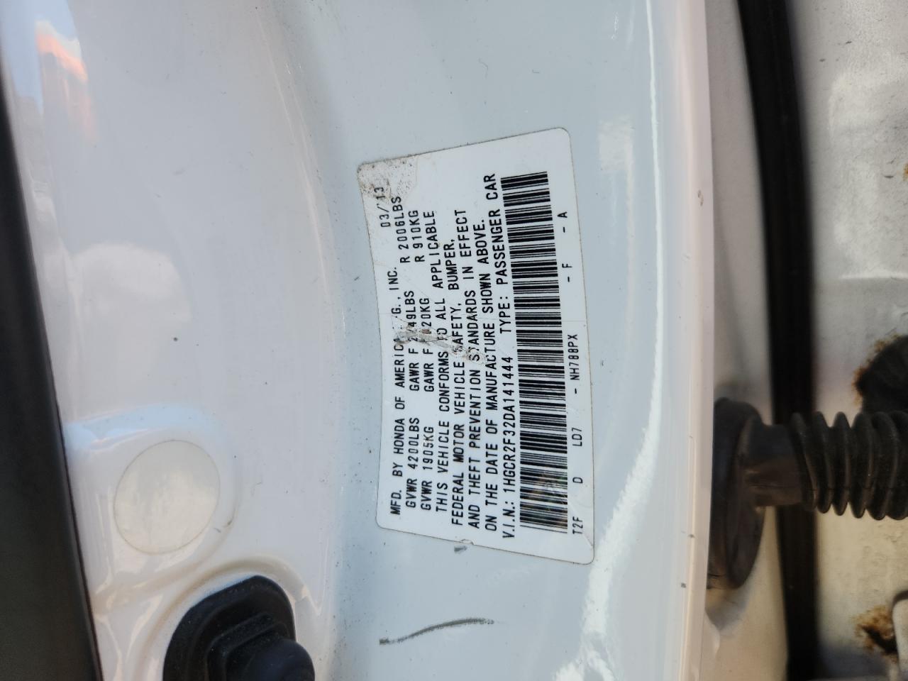 2013 Honda Accord Lx White vin: 1HGCR2F32DA141444