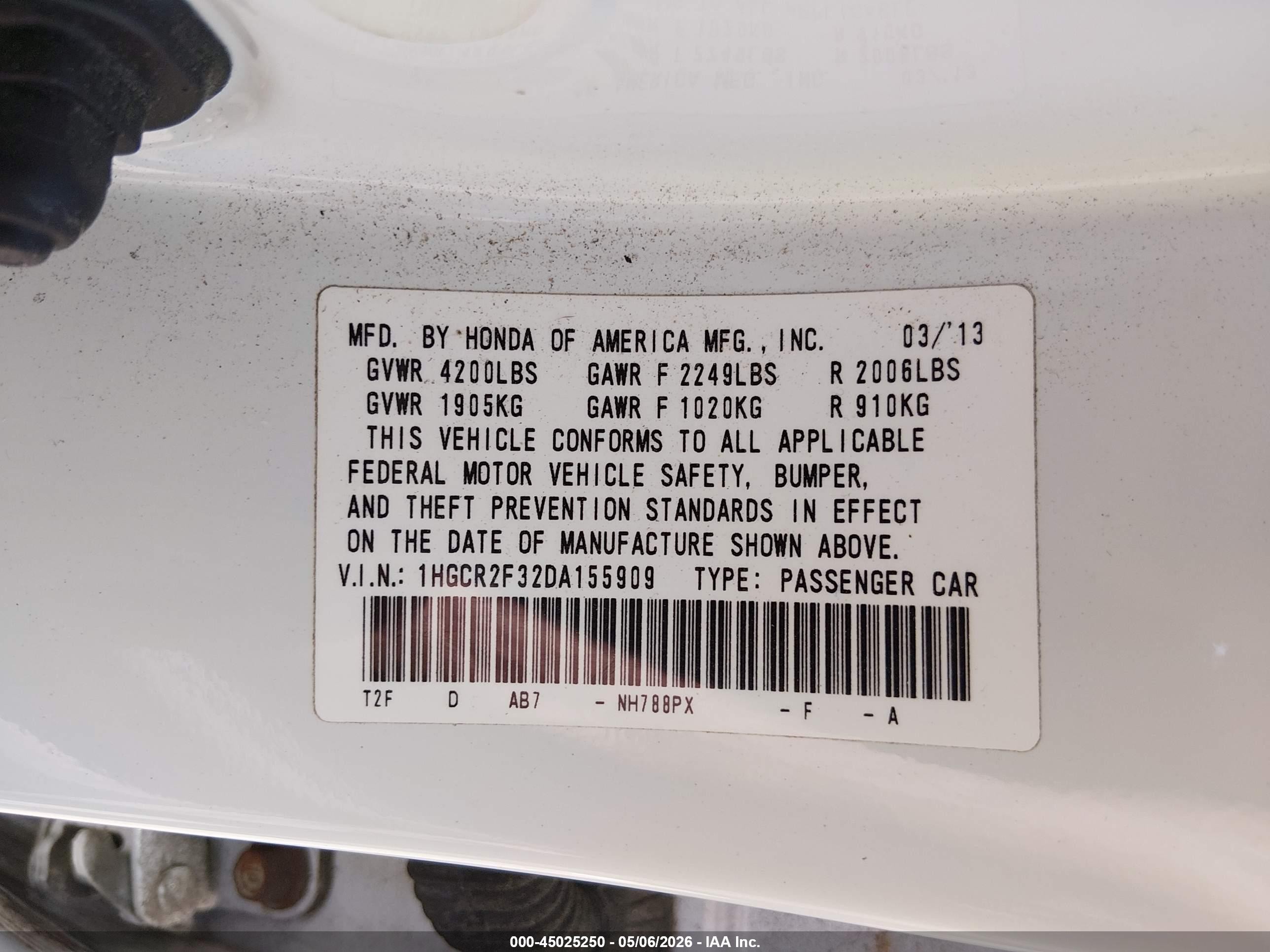 2013 Honda Accord Lx White vin: 1HGCR2F32DA155909