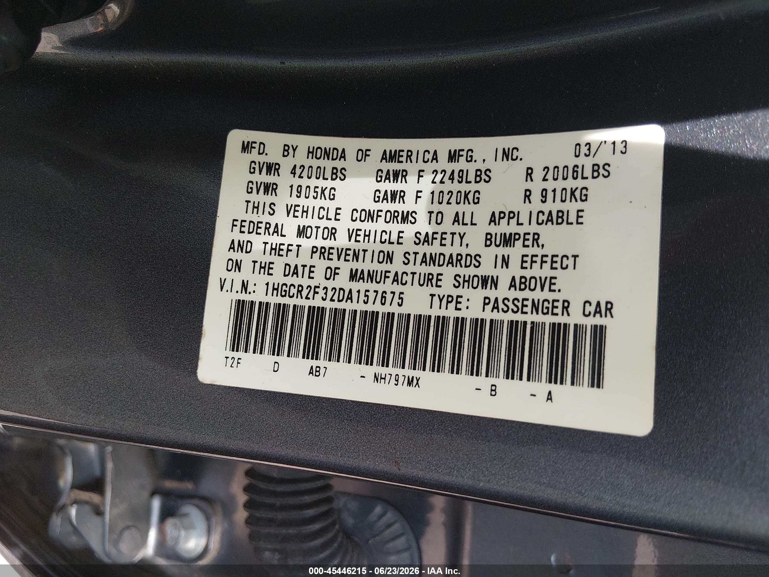 2013 Honda Accord Lx Gray vin: 1HGCR2F32DA157675