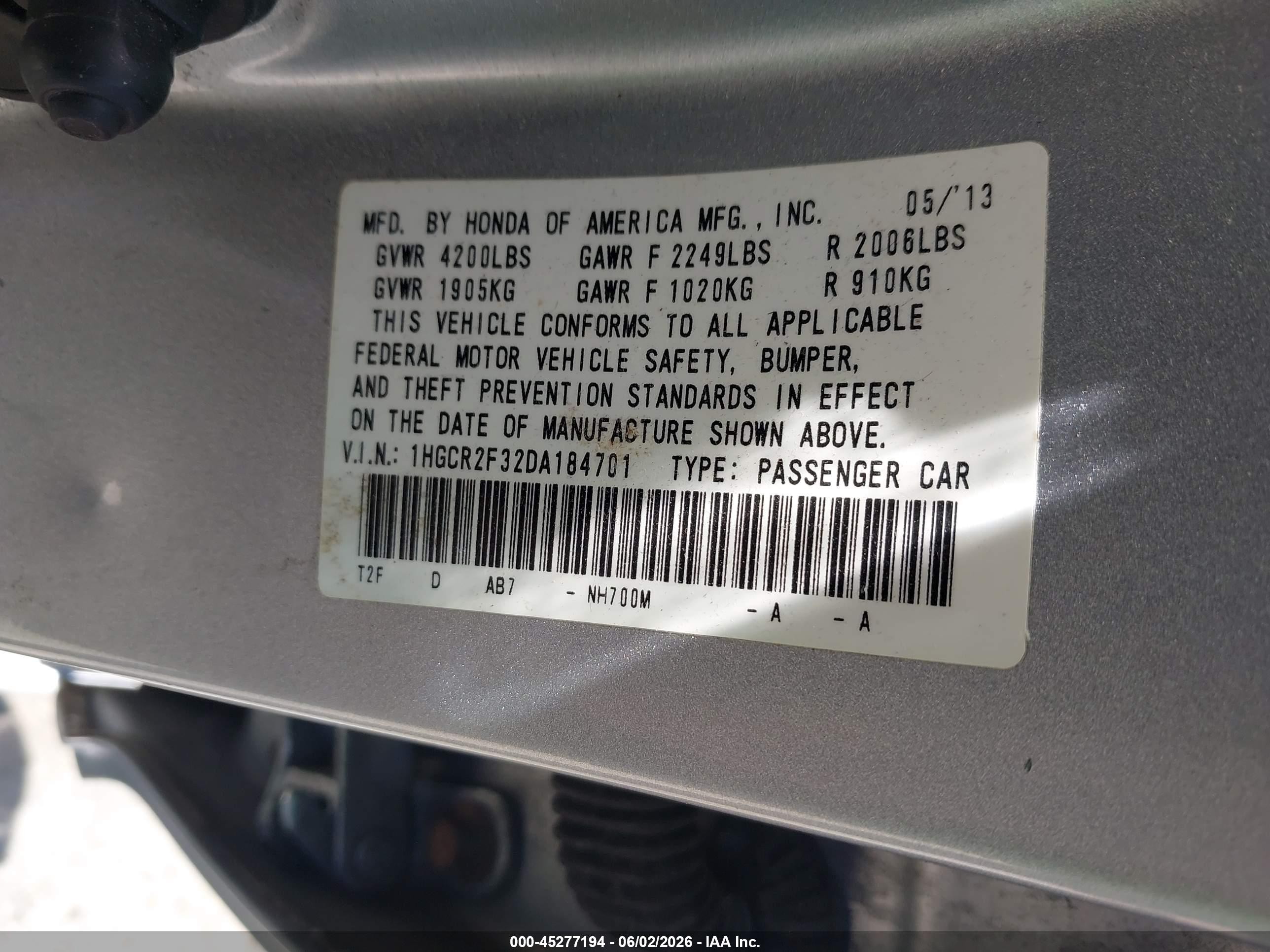 2013 Honda Accord Lx Silver vin: 1HGCR2F32DA184701