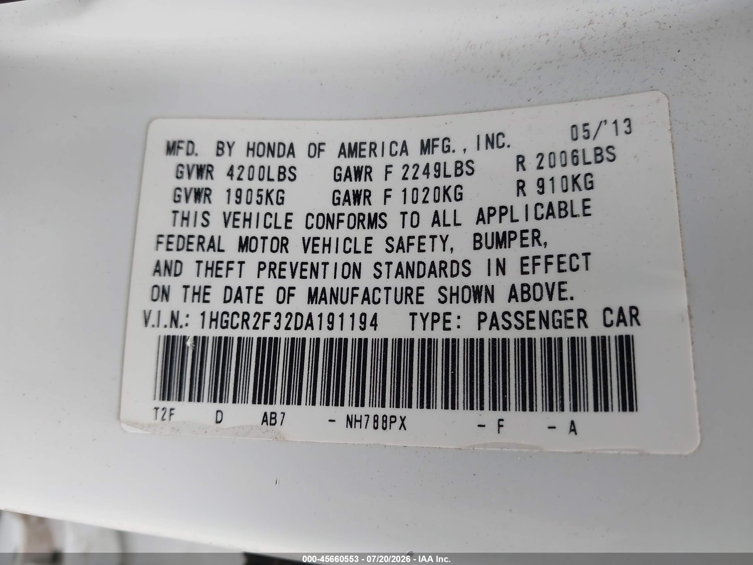 2013 Honda Accord Lx White vin: 1HGCR2F32DA191194
