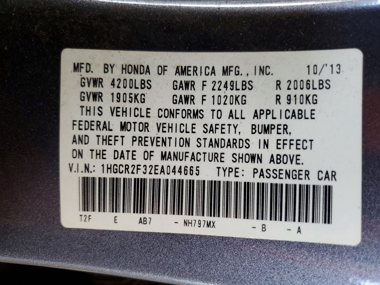 2014 Honda Accord Lx Gray vin: 1HGCR2F32EA044665