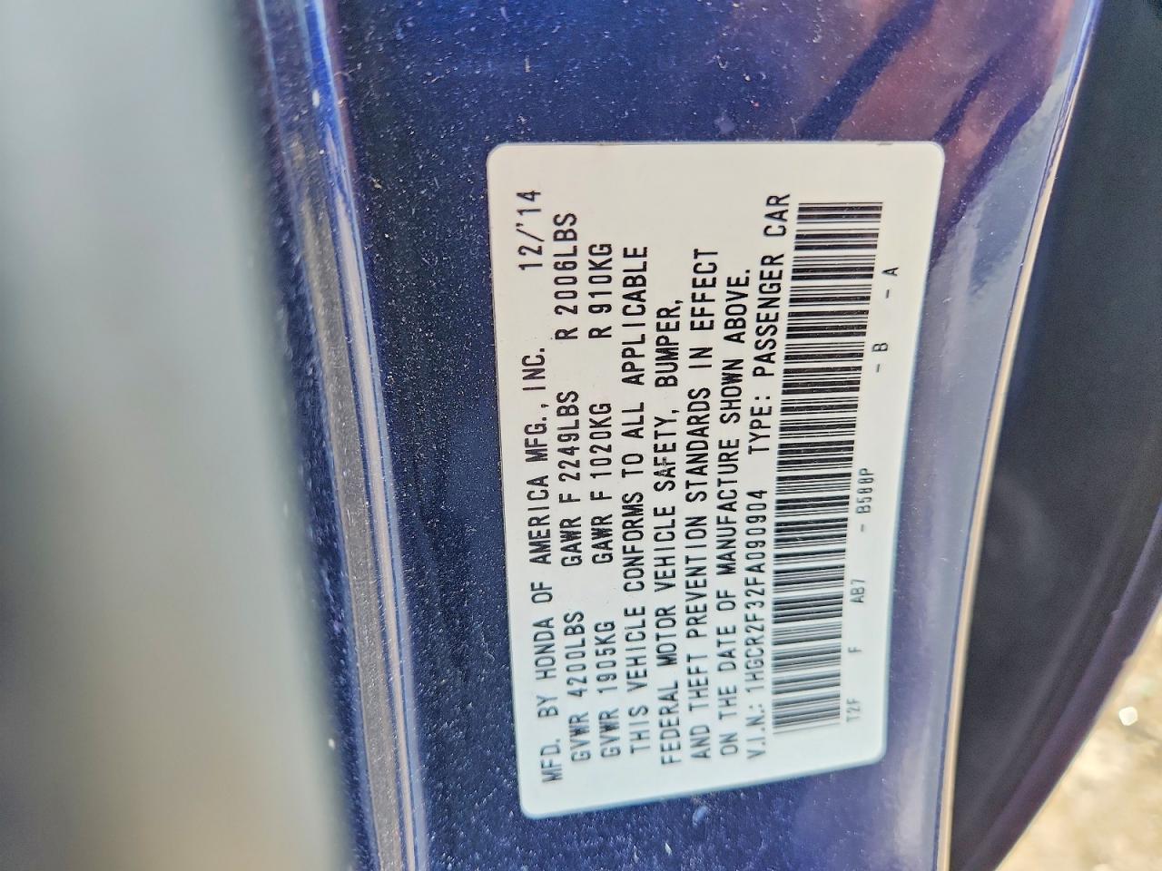 2015 Honda Accord Lx Blue vin: 1HGCR2F32FA090904