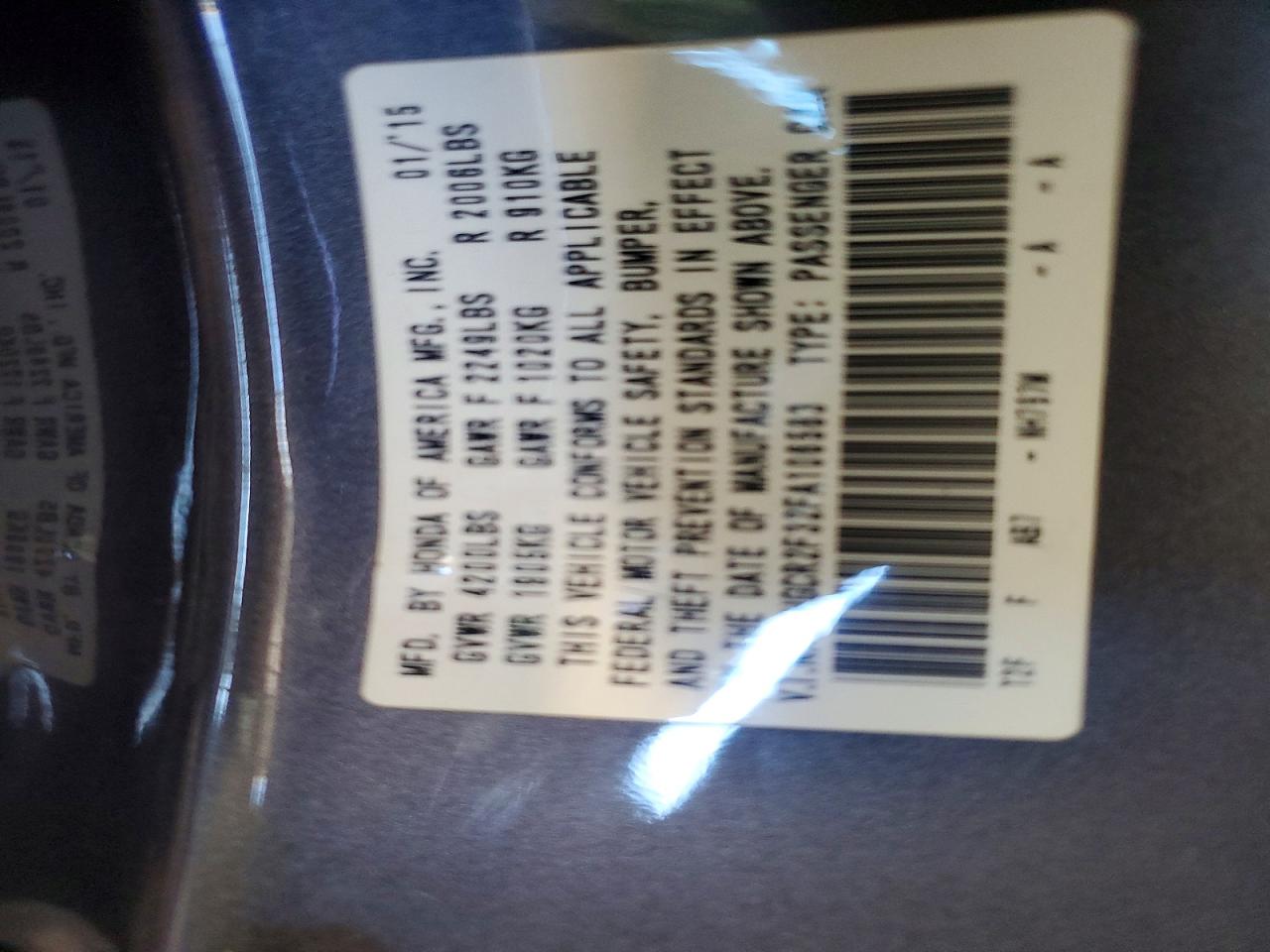 2015 Honda Accord Lx Gray vin: 1HGCR2F32FA106583