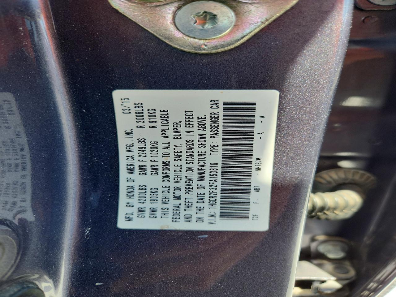 2015 Honda Accord Lx Gray vin: 1HGCR2F32FA153810