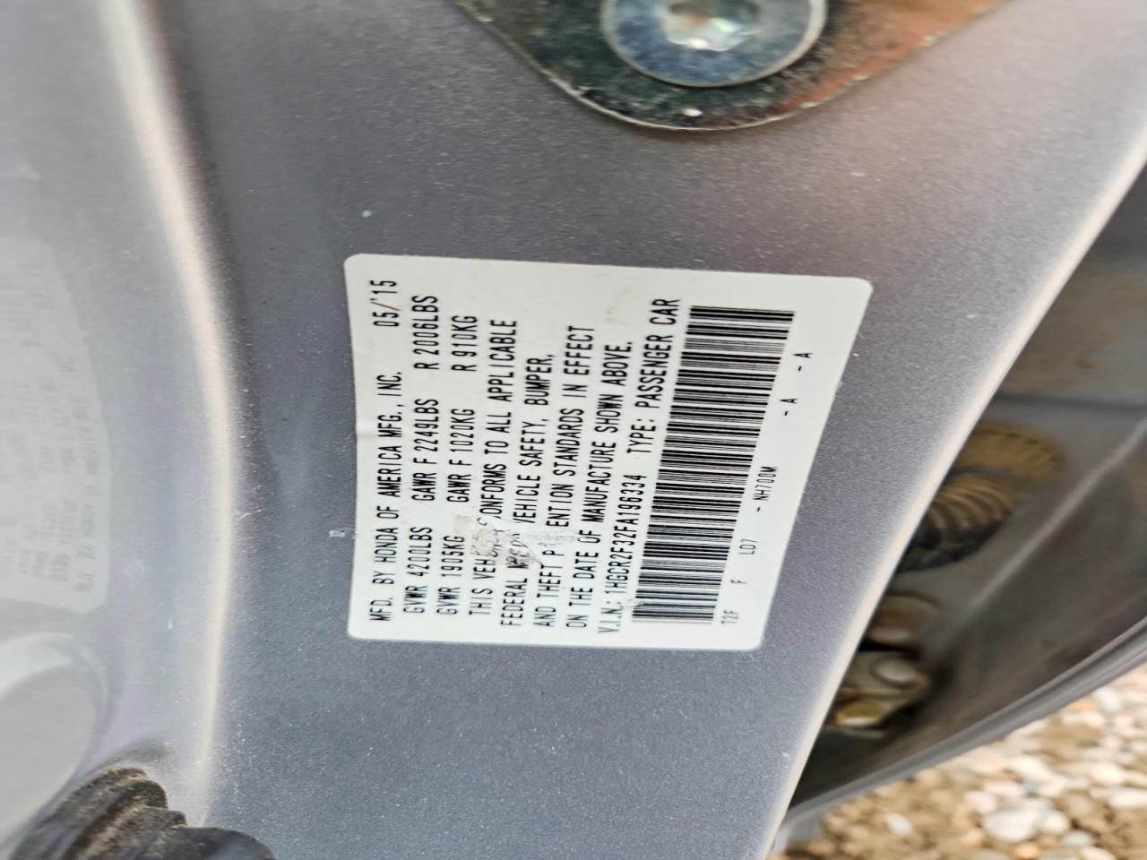 2015 Honda Accord Lx Silver vin: 1HGCR2F32FA196334
