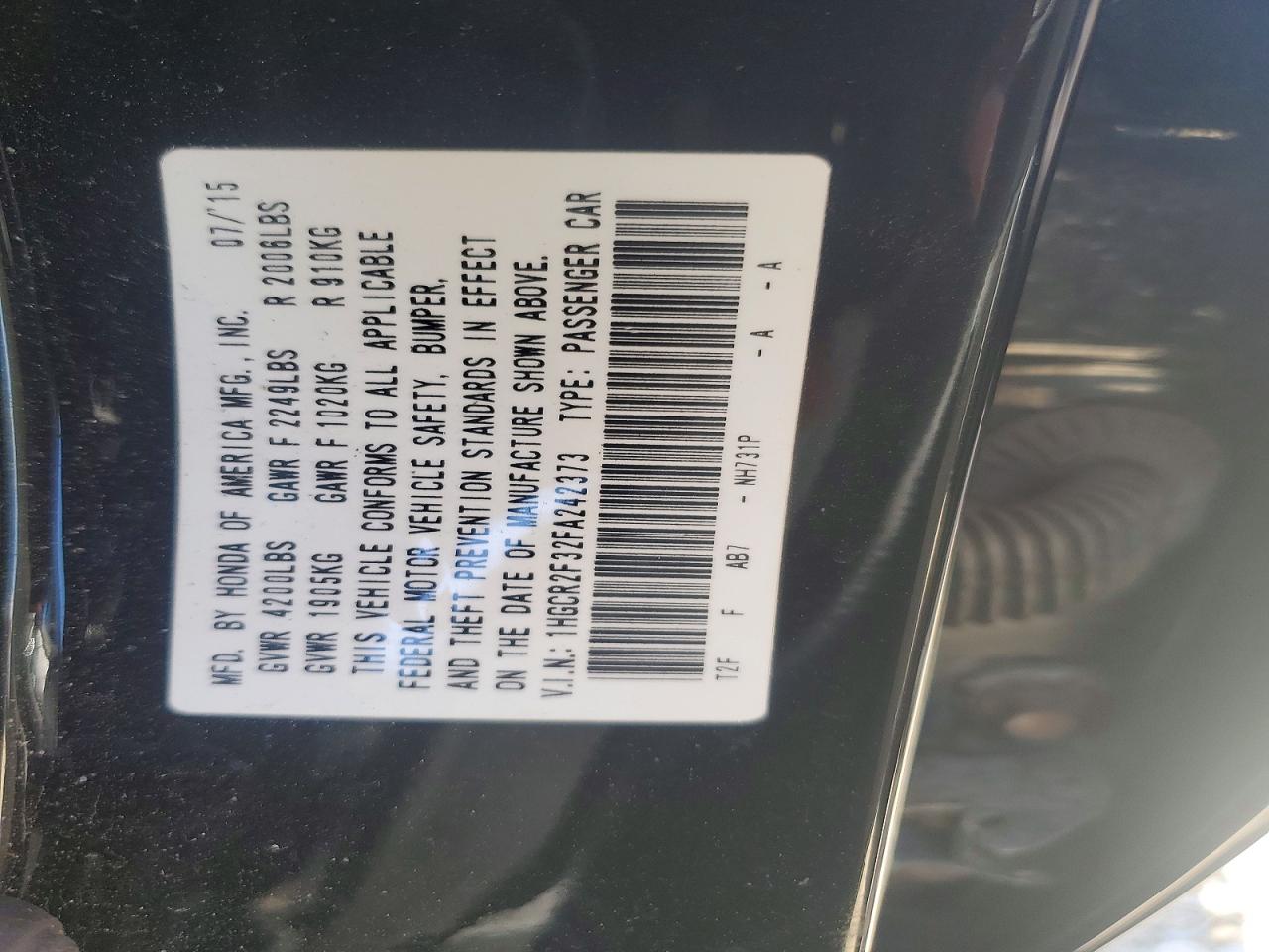 2015 Honda Accord Lx Black vin: 1HGCR2F32FA242373