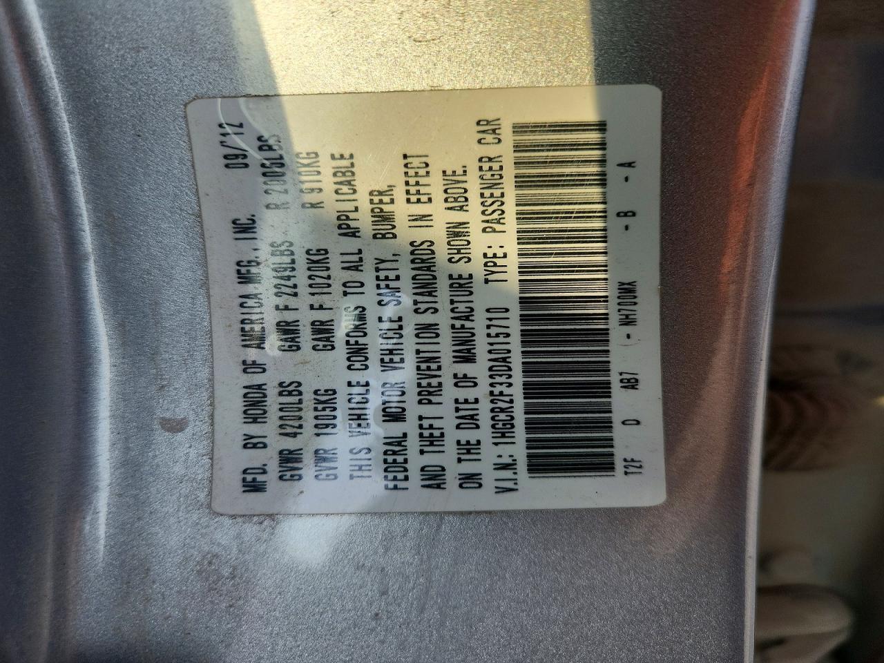 2013 Honda Accord Lx Silver vin: 1HGCR2F33DA015710