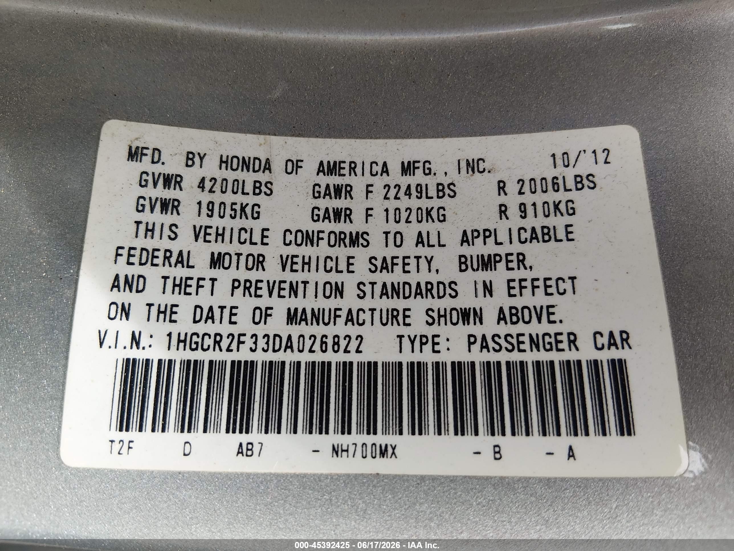 2013 Honda Accord Lx Silver vin: 1HGCR2F33DA026822