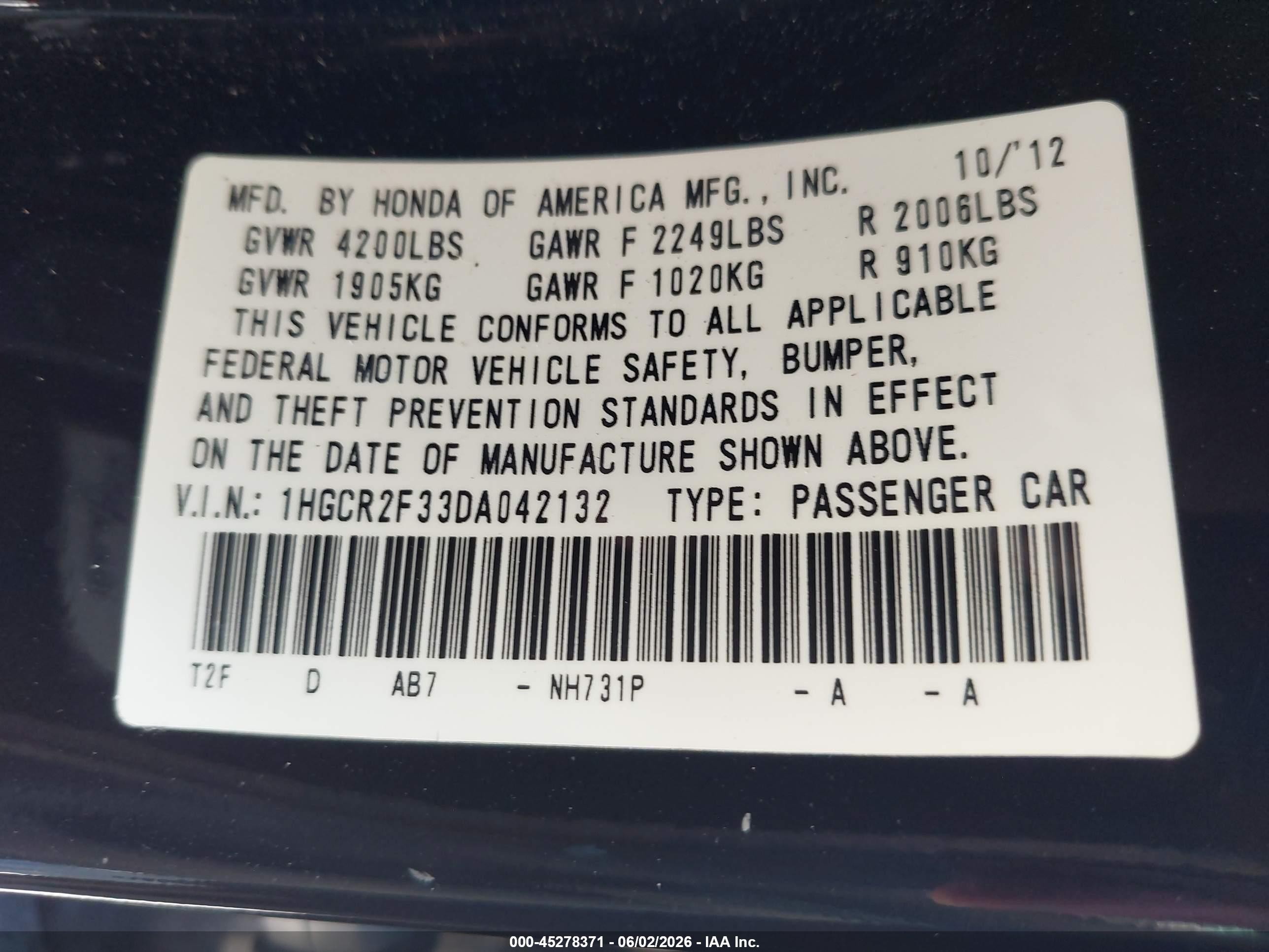 2013 Honda Accord Lx Black vin: 1HGCR2F33DA042132