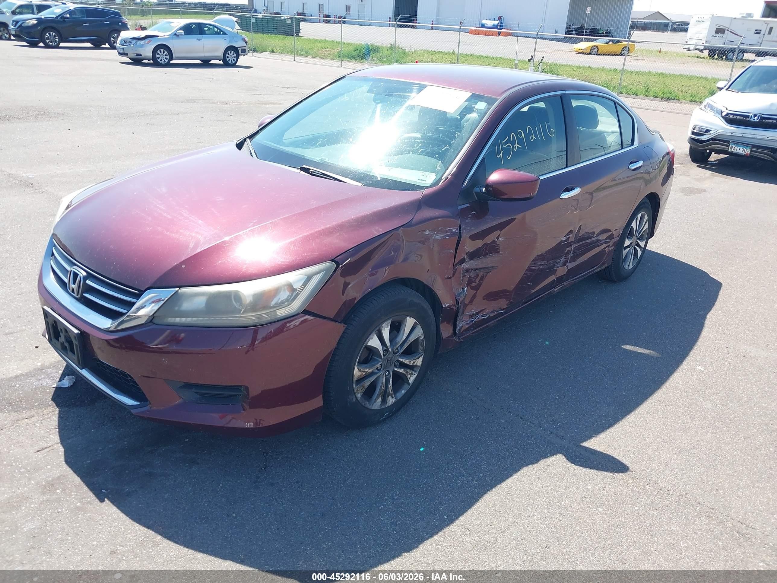 2013 Honda Accord Lx Maroon vin: 1HGCR2F33DA163856