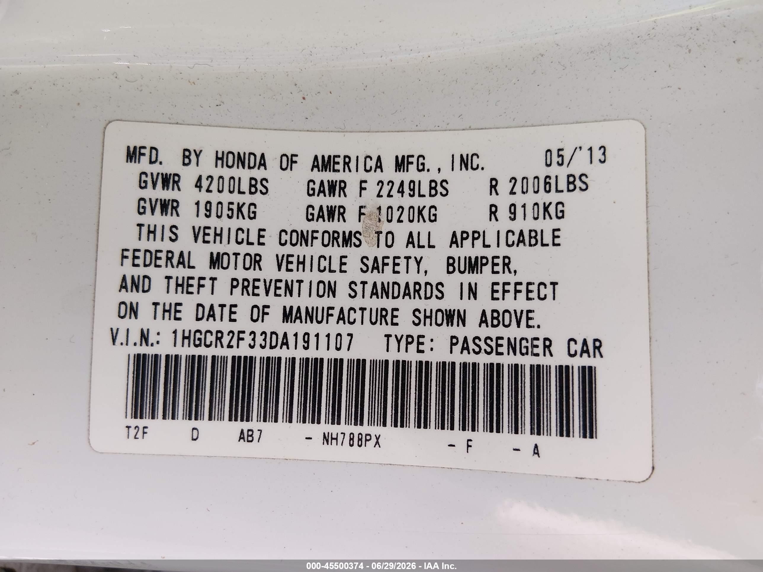 2013 Honda Accord Lx White vin: 1HGCR2F33DA191107